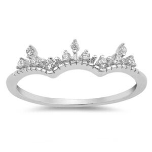 Sterling Silver CZ Ring – Crown Sparkle Design (Size 8)